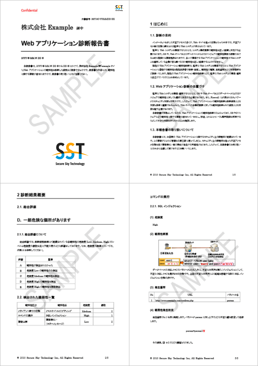 Webアプリケーション診断報告書イメージ